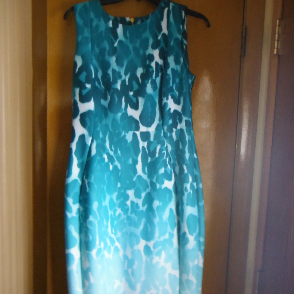Calvin Klein Scuba Sheath Blue  Dress NEW